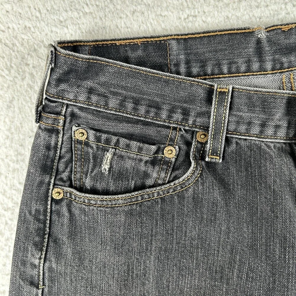 Levis 501XX Jeans Mens 31x30 Charcoal Gray Denim Straight Button Fly Irregular